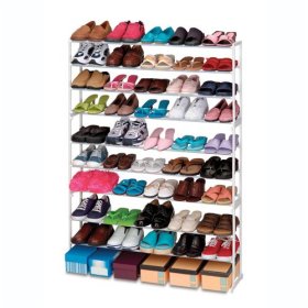 50 Pair Stacking Metal and Plastic Shoe Rack - Easy to Assemble