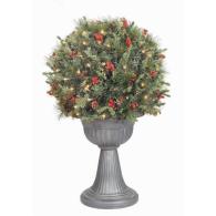 Holiday Living 40″ Lighted Ashford PE/PVC Ball Topiary Porch Pine Artificial Christmas Tree