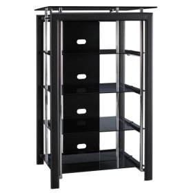 Bush Furniture Midnight Mist Audio Tower, Textured Black Paint