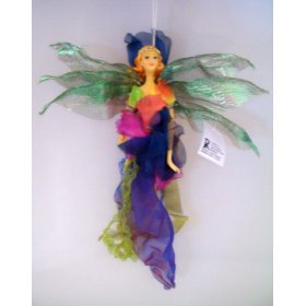 Beautiful Fanciful Fairy Fairies Blue Organza Christmas Holiday Ornament