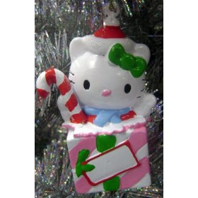 3.5″ Hello Kitty Coming Out of Present Christmas Ornament #HK0123
