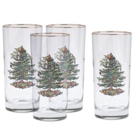 Christmas Tree Highball Glasses, Set of 4