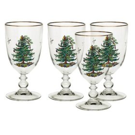 Christmas Tree Pedestal Goblets, Set of 4