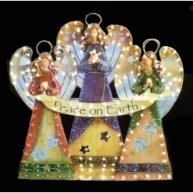 Christmas 48″ Lighted Peace On Earth Triple Angel Christmas Yard Art