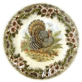 Churchill China Thanksgiving Turkey Multi-Colors Salad/Dessert Plates, Set of 4