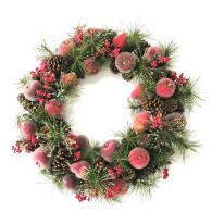 Holiday Living 30″ Beaded Fruit Wreath with Pinecones