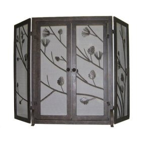 Fireplace Screen Pinecone 2-Door Fireplace Screen