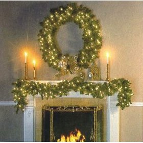 9′ x 12″ Full Angel Pine Artificial Christmas Garland - Clear Pre-Lit