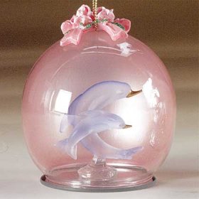 Glass Christmas ornament dolphins