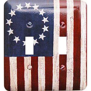 ICON American Folk Flag - Double Switch Wall Plate - 4.6 x 5 In.