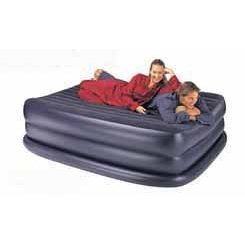 Intex Queen-sized Rising Comfort Air Bed Navy w/ Electric AC Pump