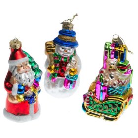Thomas Pacconi Hand-Painted Glass Let It Snow For Santa Ornaments