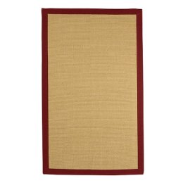 Jute Cotton Rug with Red Border - Natural (Rectangle)