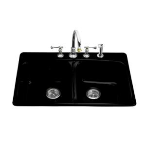 KOHLER Brookfield Self-Rimming Kitchen Sink, Black Black