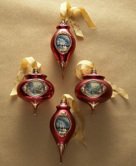 Kurt Adler Thomas Kinkade Finial Ornament, Set of 4