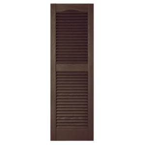 Builders Edge Pair of 15 In. x 48 In. Louvered Shutters 009 Federal Brown
