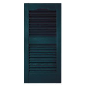 Builders Edge Pair of 15 In. x 31 In. Louvered Shutters 166 Midnight Blue