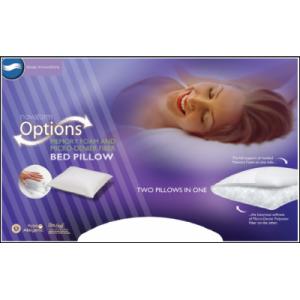 Memory Foam on one side and Micro Denier on the other. 300 thread count cotton cover. Standard size