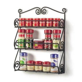 3-Tier Metal Spice Rack - Scroll - Black Matte