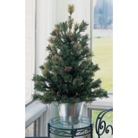 4′ Mixed Cashmere Pine Clear Pre-Lit Potted Artificial Christmas Tree