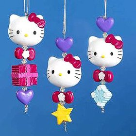 4″ Hello Kitty with Yellow Star & Pink Bow Christmas Ornament