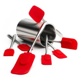 Pinzon 8-Piece Silicon Spatula Set with Stainless-Steel Canister Holder