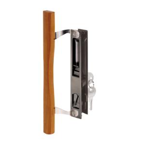 Prime-Line Products Black Flush Mounted Keyed Internal Hook Latch Mechanism With Wood Pull Handle