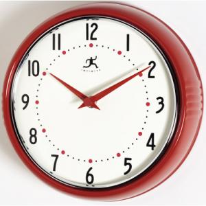 Red Retro Round Metal Wall Clock