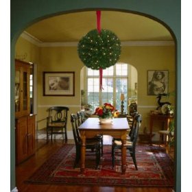 Set of 2 Pre-Lit Romantic Pine Kissing Balls 8 Functions Clear Lights