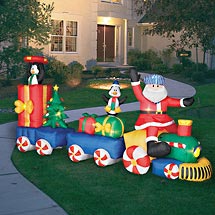 Santa and Penguins on Train Airblown Inflatable, 12.5′ Long