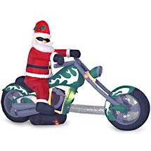 Santa Claus On Chopper Christmas Airblown Inflatable, 9′ Long