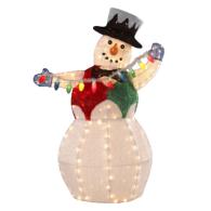 Holiday Living 48″ 200 Light Fabric Snowman Holding Light Bulbs