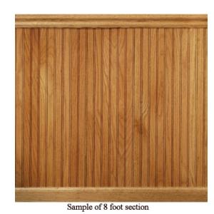 House of Fara 8 Linear Feet 36 In., Solid Oak Tongue and Groove Wainscot With Base Moulding and Chair Rail