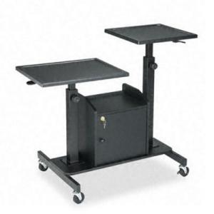 Balt Adjustable 2-Platform Pro-View Projection Stand w/Locking Storage Box, Blac