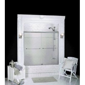 Supreme Sliding Shower Door Basco Obscure Glass , Almond Finish Height 55 3/4” Width 54″-56″