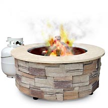 Uniflame Round Fire Pit w/ Marble Mantel, 35″