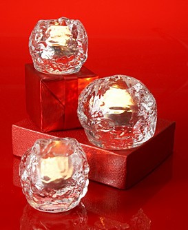 Kosta Boda “Snowball” Votives, Set Of 3