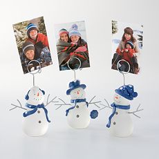 3-pc. Glass Snowmen Photo Holder Set