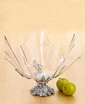 Arthur Court “Grapevine” Stand With Acrylic Bowl, 14″
