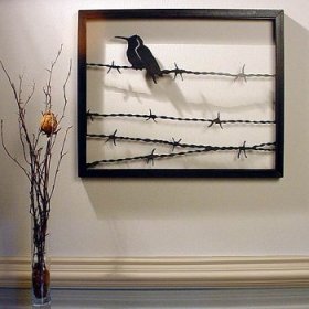 ‘Bird on a Wire’ Steel Wall Art Sculpture