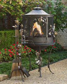 Cabbage Rose Fire Tools & Pit