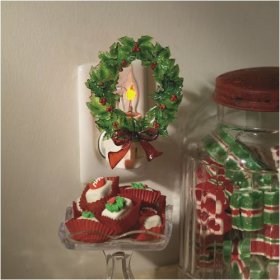 5″ Decorated Christmas Wreath With Bow Flickering Night Light