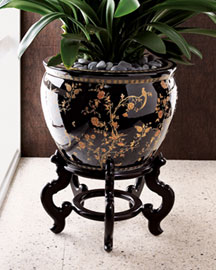 Floral Pot & Wooden Stand