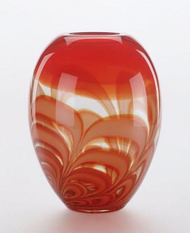Evolution By Waterford Red & Amber Ginger Vase, 11″