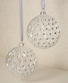 Holiday Lane Glass Diamond Ornament, Set of 2