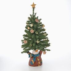 Miniature Tree with Snowman Base