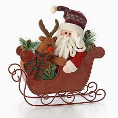 Plush Santa & Sleigh Decor