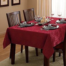 Poinsettia Scroll Tablecloth - Red