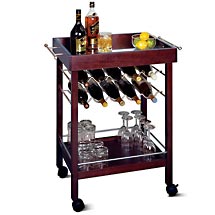10-Bottle Rolling Bar Cart with Shelf
