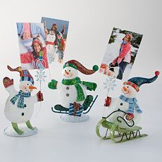 3-pc. Metal Snowmen Photo Holder Set